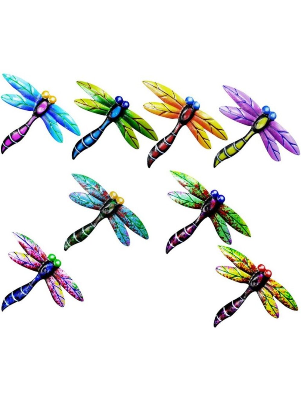 8PCS Metal Dragonfly Wall Art Decor - Outdoor Sculpture for Garden, Patio